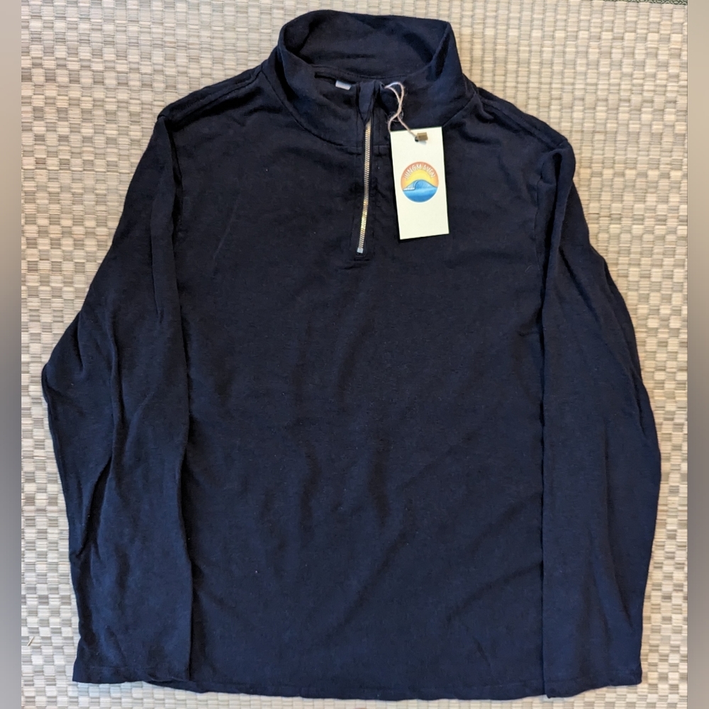 NWT Jungmaven IWEYOU Hemp Merino Wool 1/4 Zip Sweatshirt Black Men's Size Small